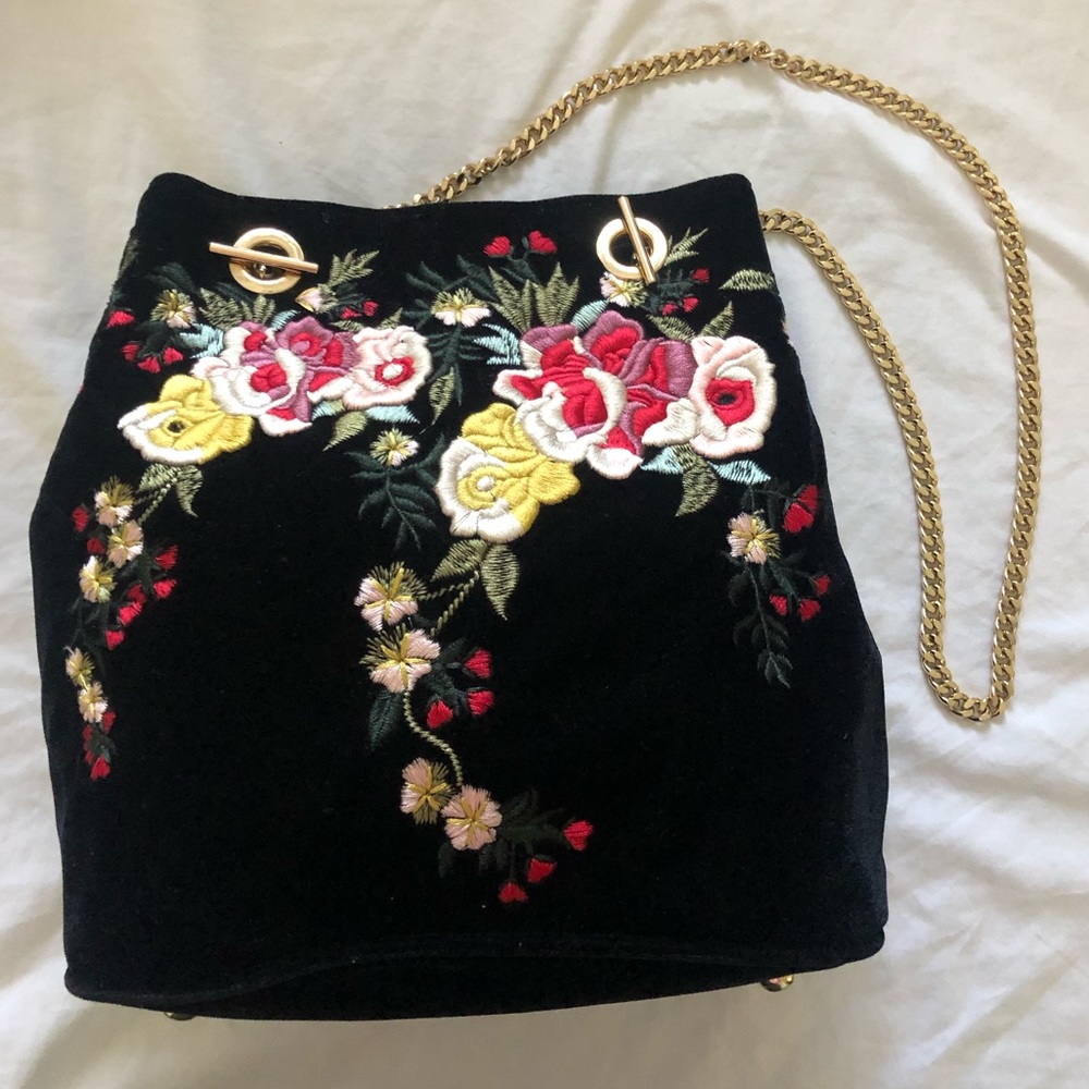 Zara Velvet Bucket Bag